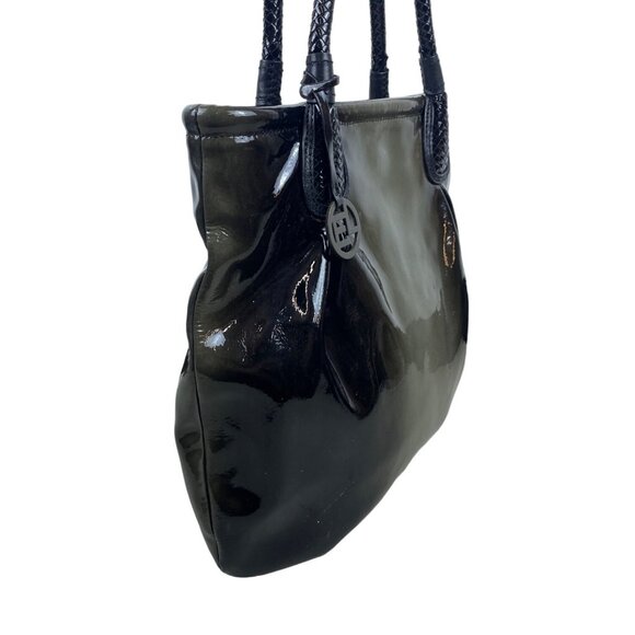 Elliot Lucca Women’s Black Shoulder Bag Braided Handles Magnetic Closure Sz M - Picture 2 of 14